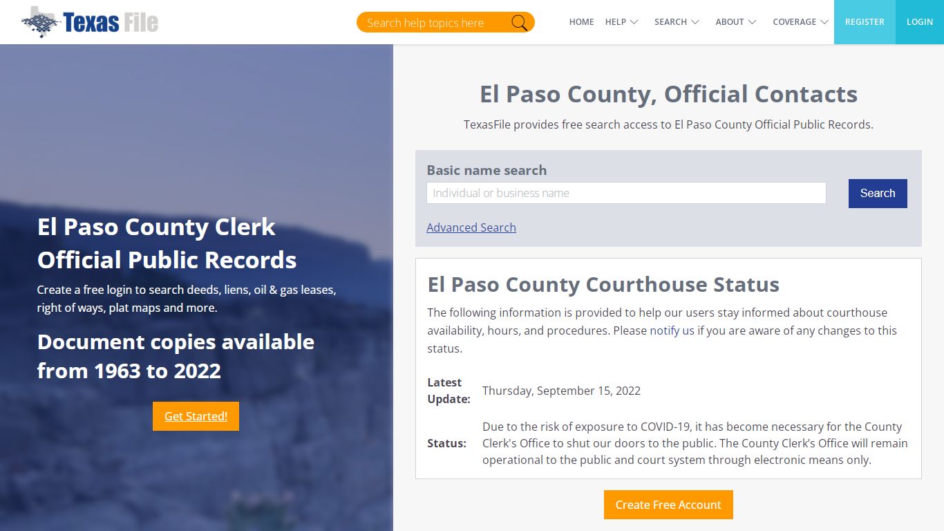 El Paso County Clerk Official Public Records | TexasFile